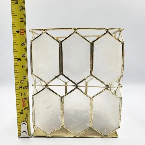 Capiz "Windowpane Oyster" Shell Home Decor Accessory Organizer or Candle Holder - Picture 4 of 4